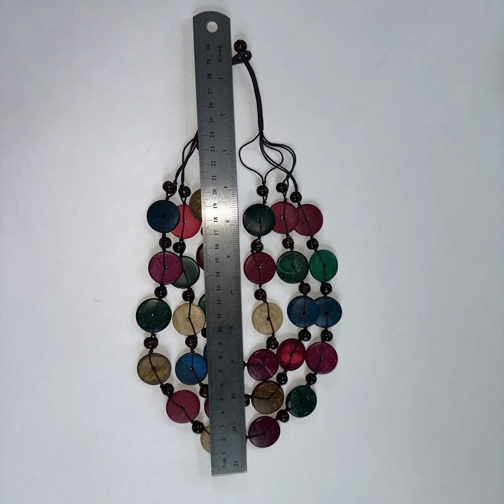 Wooden Bead Necklace Statement Boho Beaded Necklace